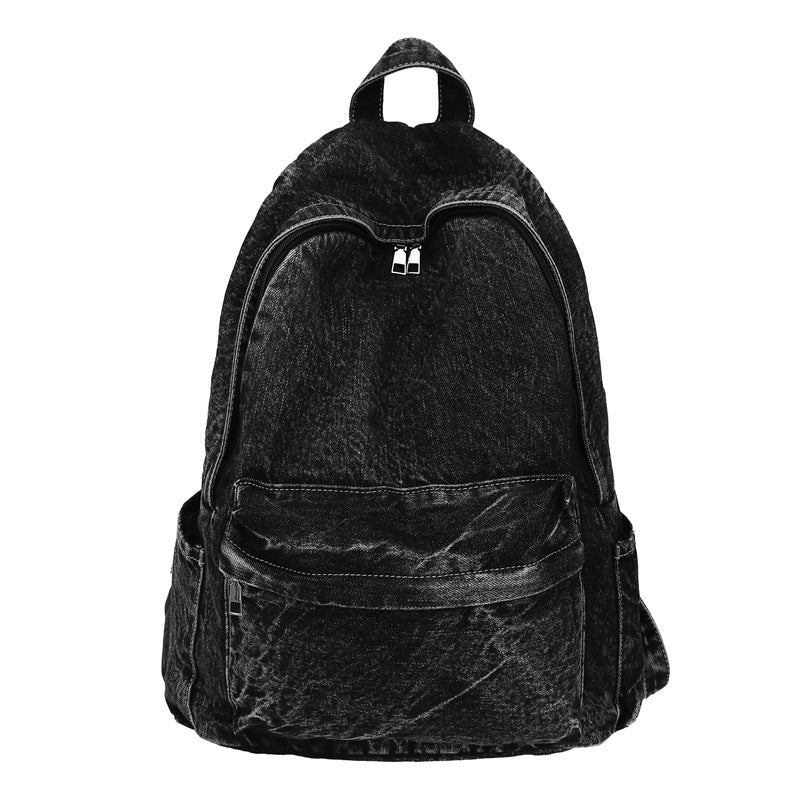 Good-looking Style Washed Denim Trendy Couples Backpacks