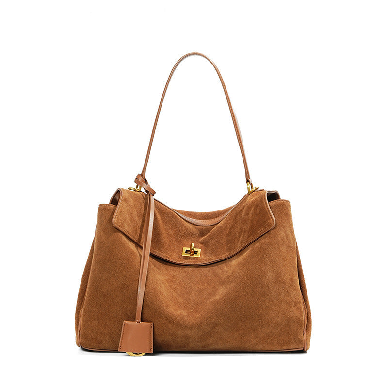 Women's Frosted Cowhide High-grade Large Capacity Portable Armpit Bags