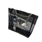 Women's Counter Nylon Screen Net Chain Black Tote Bags