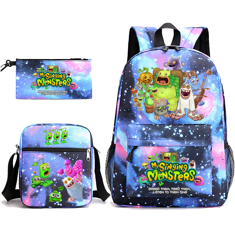 Game Monster Concert Pencil Three-piece Set Backpacks