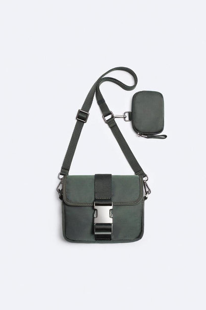 Men's Trendy Black Two-piece Leisure Mini Nylon Men's Messenger Bags