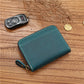 Men's Crazy Horse First Layer Cowhide Short Leather Zipper Simple Ladies Wallets