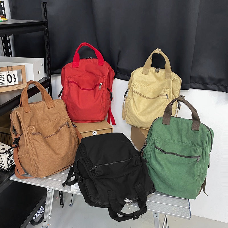 Style Leisure Washed-out Canvas College Korean Backpacks