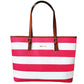 Women's Navy Style Bold Stripes Cross Pattern Leather Shoulder Bags
