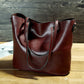 Women's Oil Wax Leather Solid Color Underarm Large Shoulder Bags