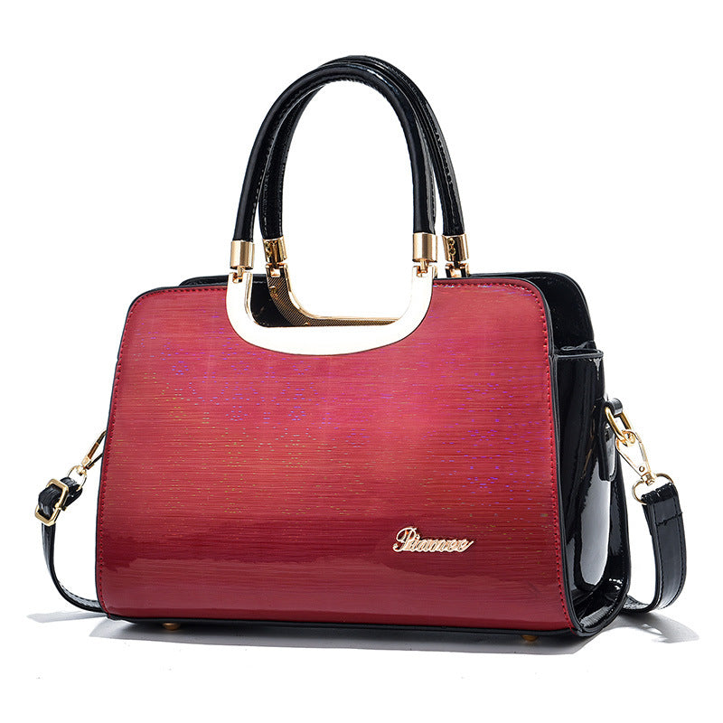 Women's Bright Leather Large Capacity Commuter Fashion Handbags