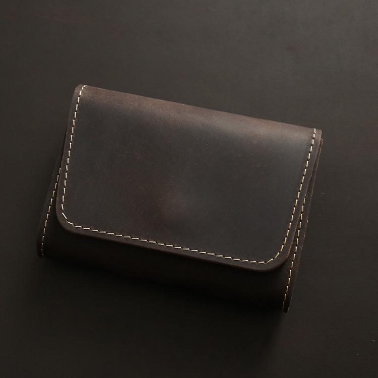 Men's Retro First Layer Cowhide Short Green Bags