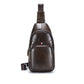 Men's Creative Unique Leather Black Cowhide Men's Chest Bags