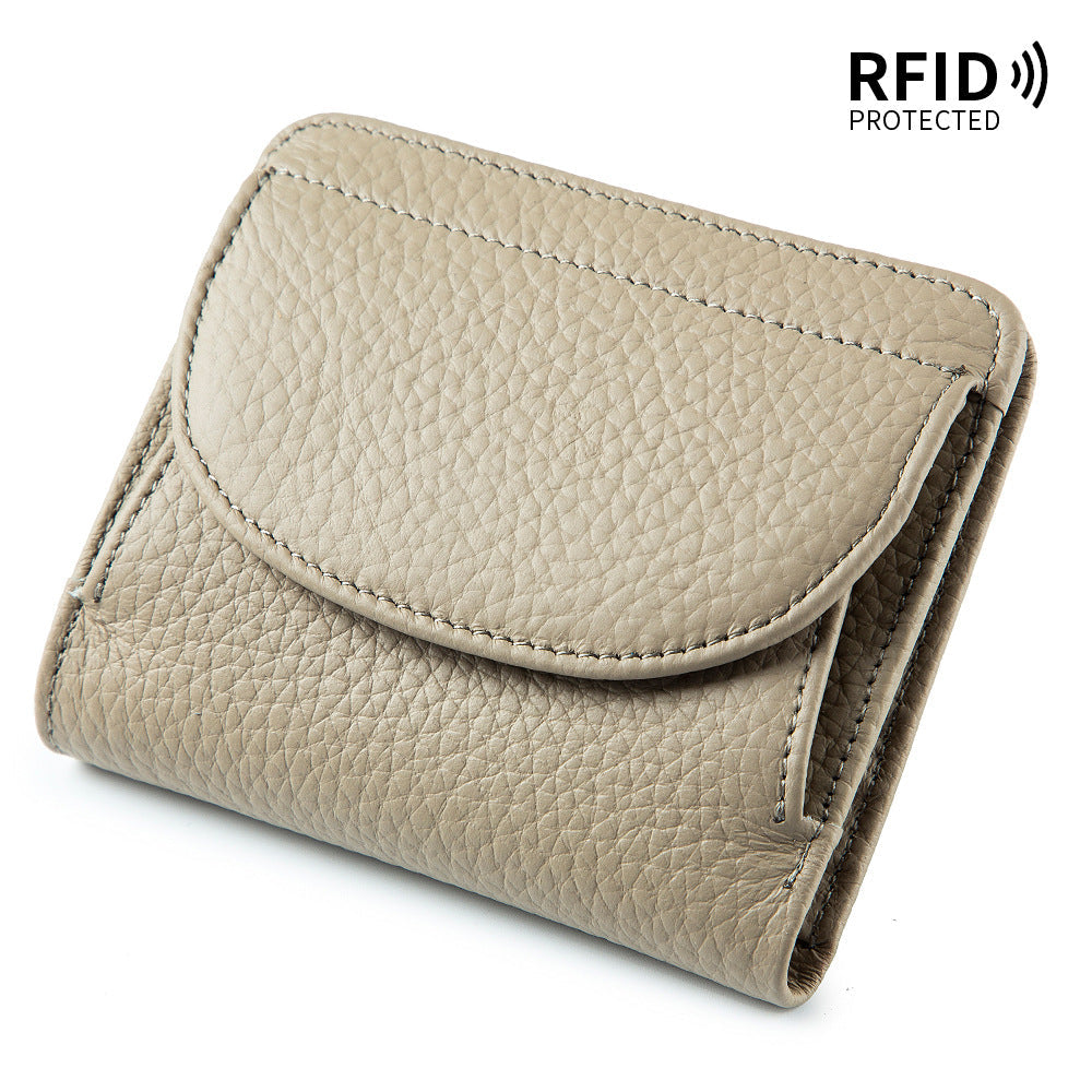 Mini Folding Simple Genuine Leather Female Ladies Wallets