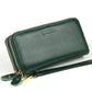 Women's First Layer Cowhide Long Double Zip Clutch Multi Ladies Wallets