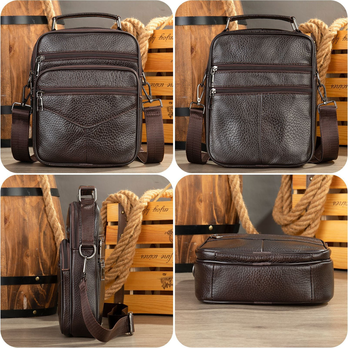 Men's Layer Cowhide Large Capacity Business Commute Men's Shoulder Bags