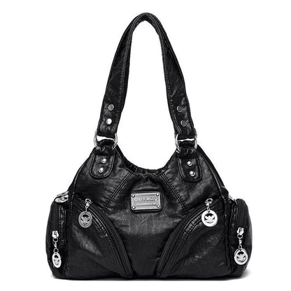 Women's Retro Soft Leather Motorcycle Trendy Quality Crossbody Bags