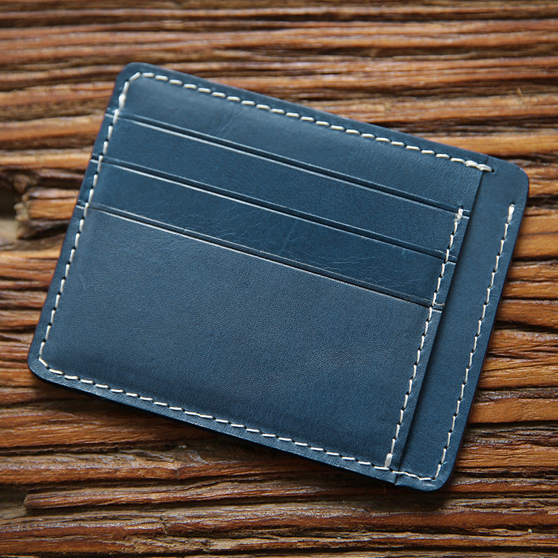 Men's Vegetable First Layer Short Cowhide Vintage Card Holder