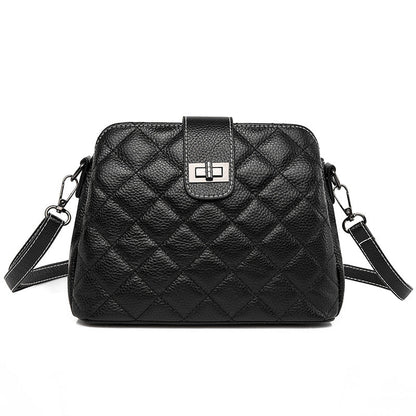 Women's Genuine Leather Fashion Rhombus Large Capacity Crossbody Bags