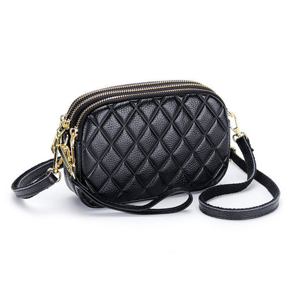 Women's Summer Genuine Leather Rhombus Simple First Crossbody Bags