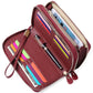 Women's Layer Cowhide Double Zip Clutch Trendy Ladies Wallets