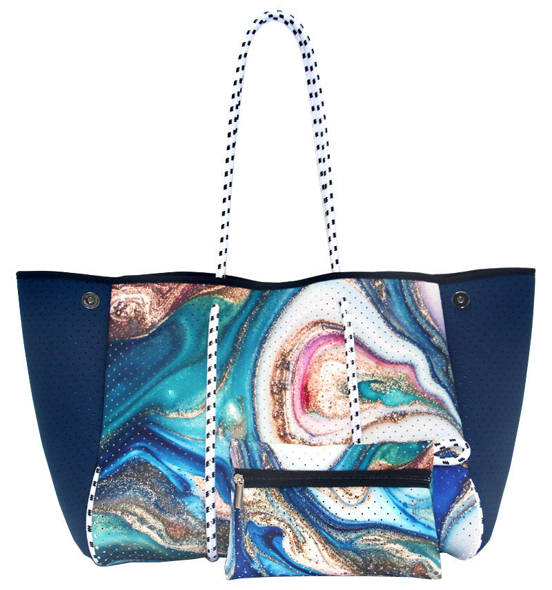 Leopard Print Printed Black Portable Beach Shoulder Bags