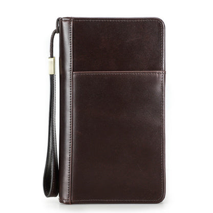 Men's Layer Cowhide Swiping Clutch Multifunctional Zipper Men's Handbags
