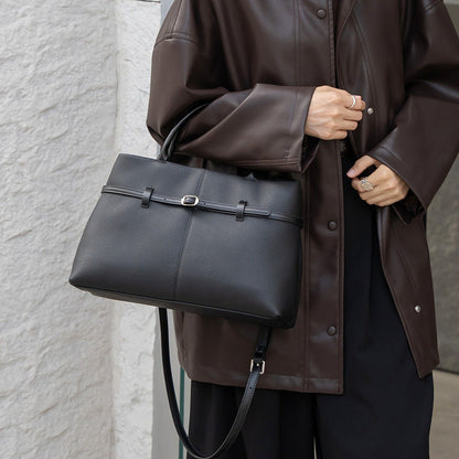 Women's Cow Leather Single Large Capacity Kelly Commuter Handbags