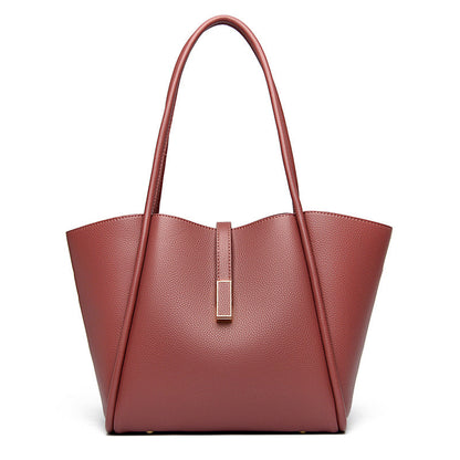 Women's Simple Large Capacity Totes Trendy Leather Shoulder Bags