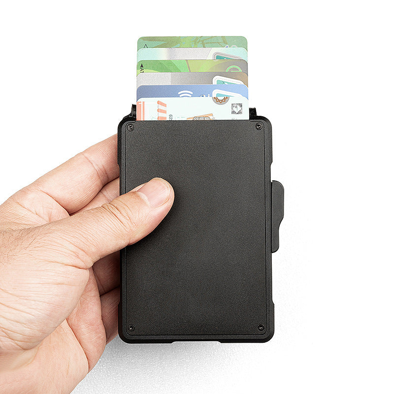 Men's Leather Metal Automatic Pinball Credit Business Card Holder
