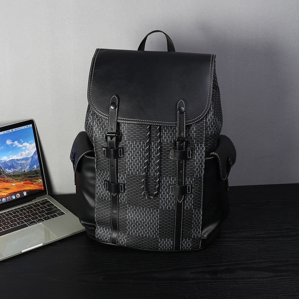 Men's Fashion Plaid Trendy Large Capacity College Backpacks