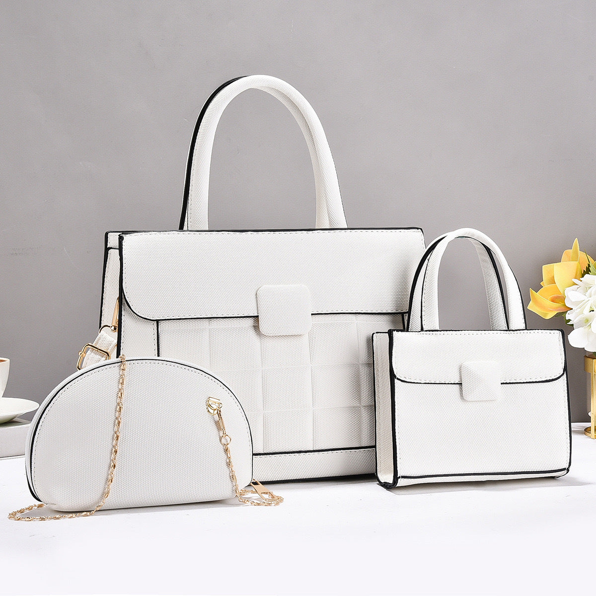 Pattern Simple Advanced Large Capacity Contrast Color Handbags