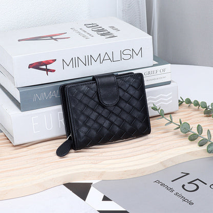 Leather Weave Unisex Multiple Slots One Ladies Wallets