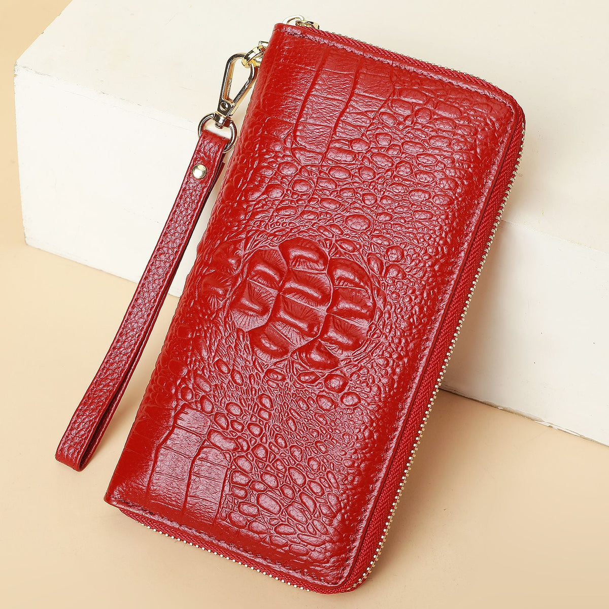 Women's Leather Long Clutch Cowhide Zip Handbags