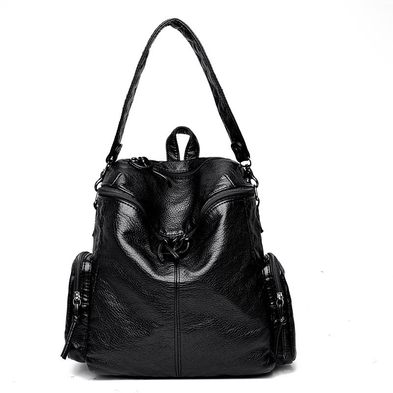 Women's High-grade Rivet Washed Leather Solid Color Crossbody Bags