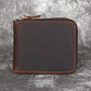 Men's Horse Leather Zipper Vertical Full First Layer Cowhide Retro Men's Wallets