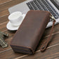 Men's Leather Crazy Horse Long Retro Cowhide Men's Handbags