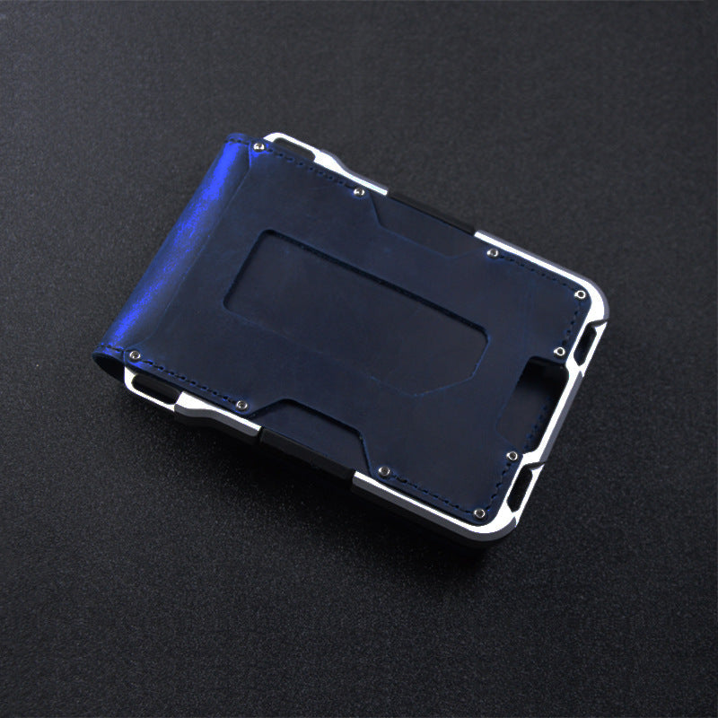 Men's Metal Aluminum Alloy Multifunctional Leather Credit Card Holder