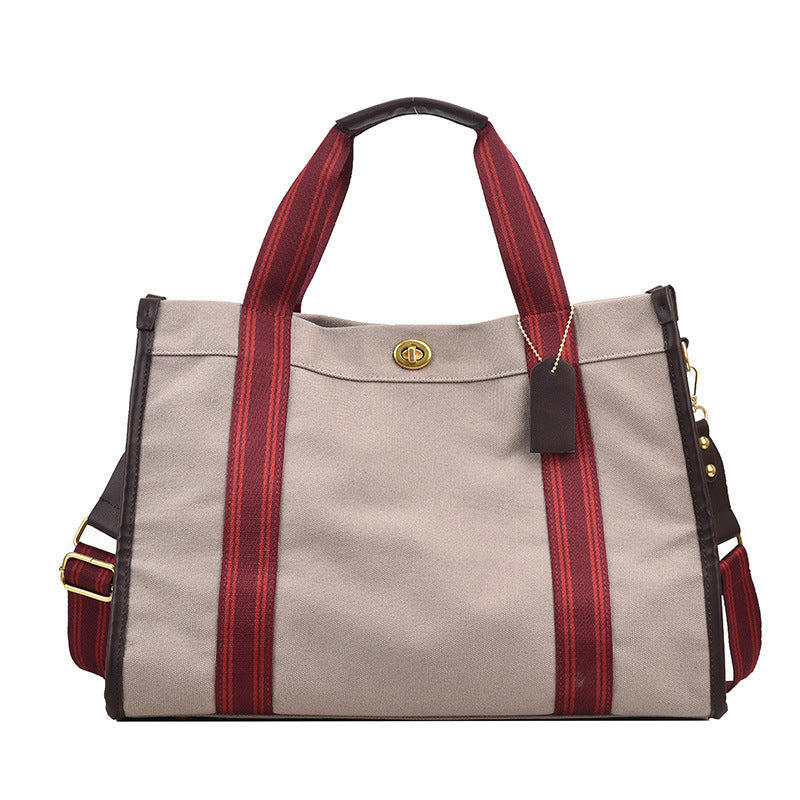 Canvas Contrast Color Portable Retro Fashion Tote Bags