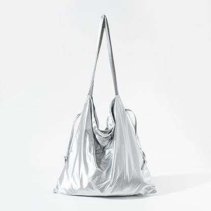 Glossy Drawstring Artistic Commuter Style Lazy Fashion Large Capacity Shoulder Bags