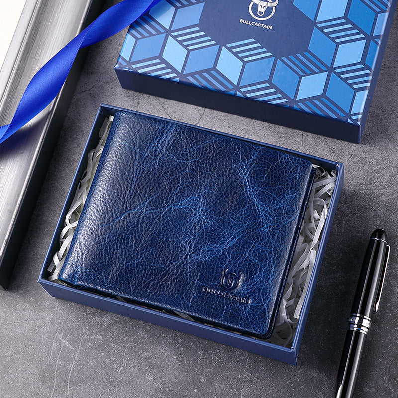 First Layer Cowhide Lightning Pattern Man's Men's Wallets