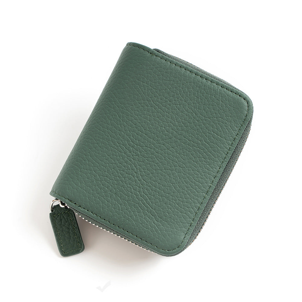 Women's Leather Multiple Slots Expanding Cowhide Large Ladies Wallets