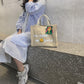 Smiling Plush Pattern Thickened Organic Canvas Crossbody Bags