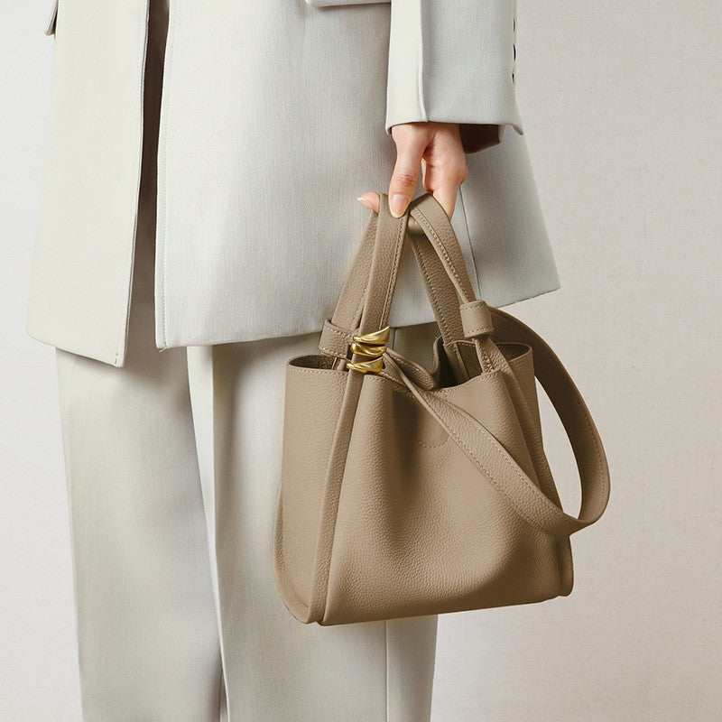 Niche Designer Genuine Leather Portable Vegetable Bags
