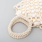 Women's Contrast Color Woven Commute Wooden Bead Shoulder Bags