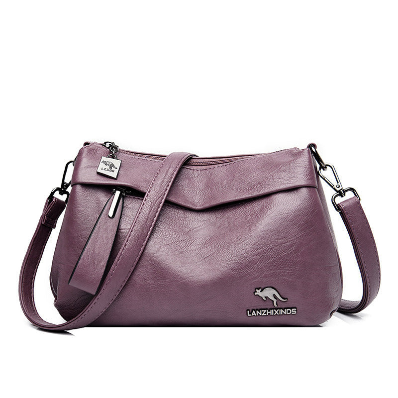 Women's Fashion Solid Color Soft Surface Large Crossbody Bags