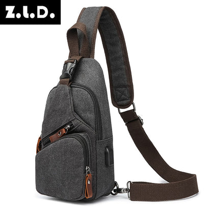 Men's Unique Versatile Elegant Vintage Canvas Men's Chest Bags