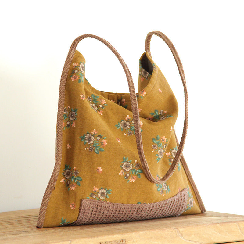 Women's Cool Linen Retro Floral Lightweight Shoulder Bags
