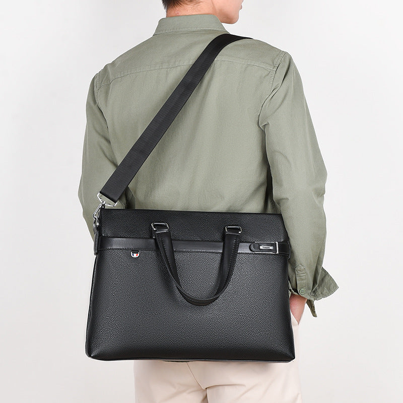 Men's Business Soft Leather Computer Fashion Handbags