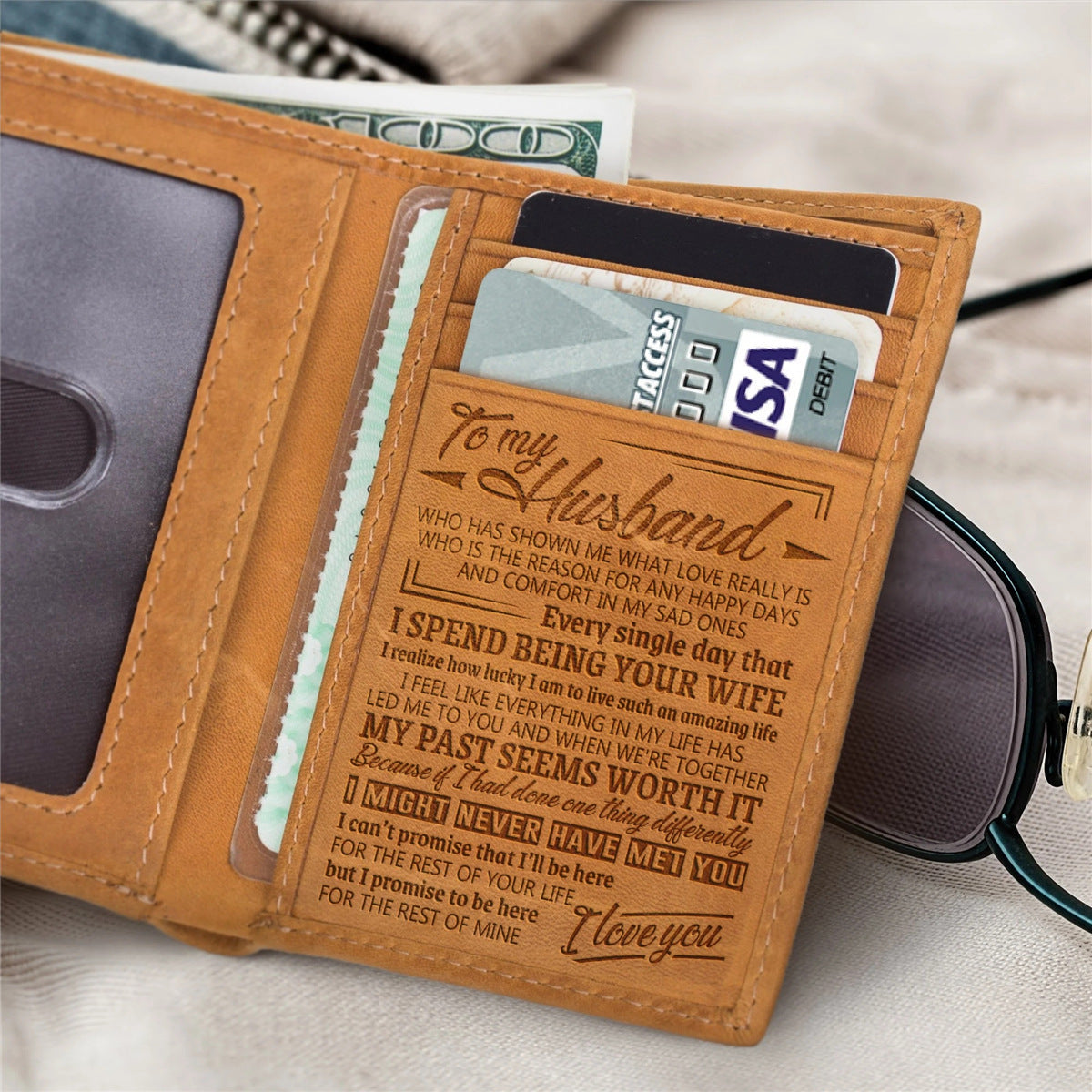 Men's For Husband Three-fold Crazy Horse Leather Men's Wallets