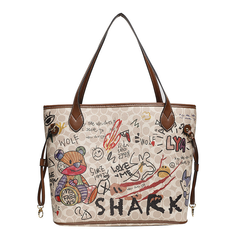 Cartoon Bear Soft Leather Iti Spring Shoulder Bags