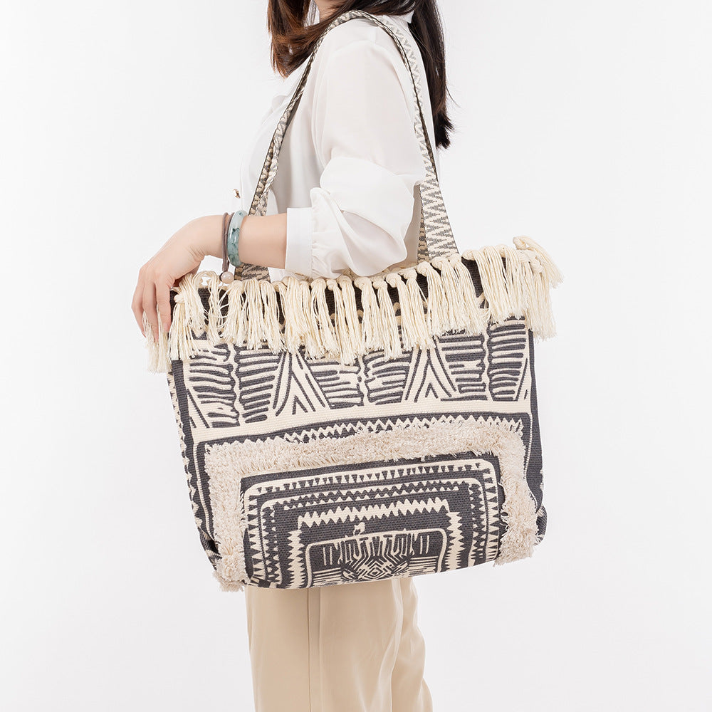 Canvas Large Capacity Female Seaside Vacation Shoulder Bags