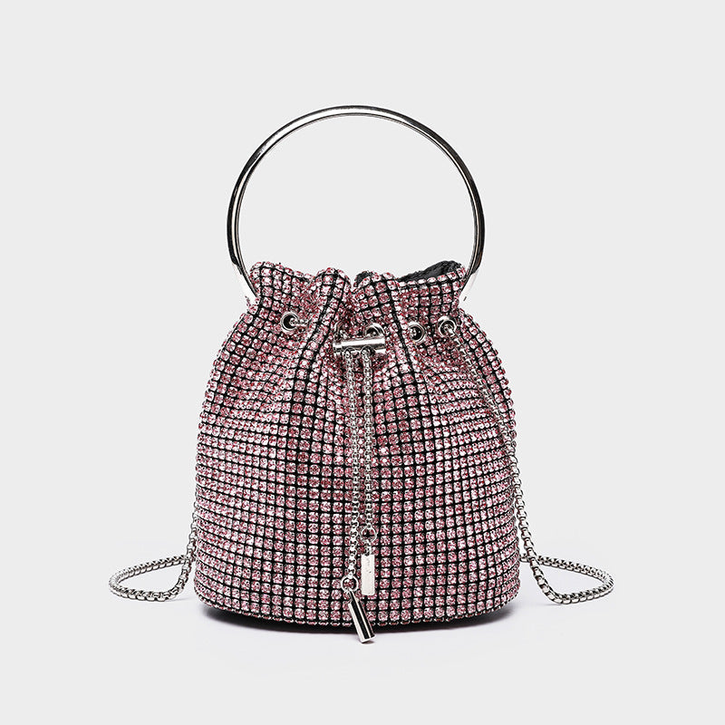 Women's Bezel Setting Brick Dinner Full Diamond Bucket Bags