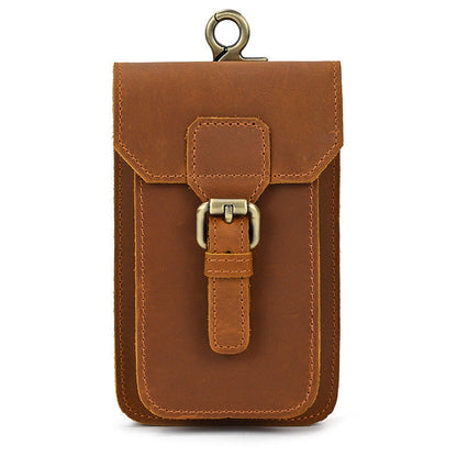 Men's Leather Crazy Horse First Layer Cowhide Hanging Men's Waist Packs