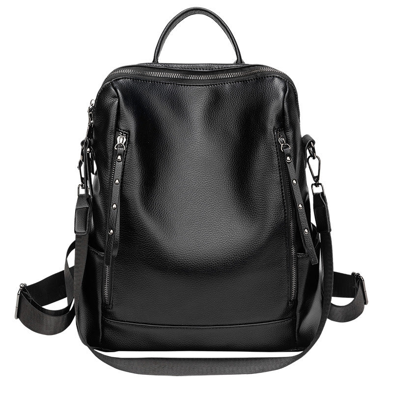 Women's Fashion Retro Large Capacity Soft Leather Textured Backpacks